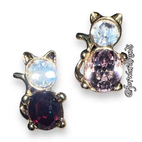 Cat Rhinestone Pin (s) Gold Tone Metal - Picture 3 of 9